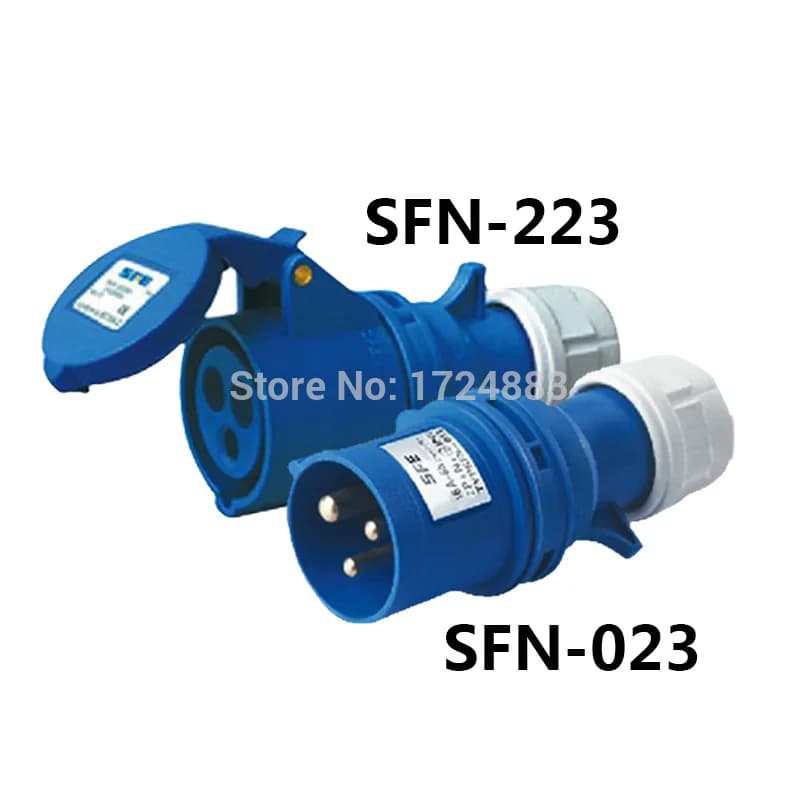 32A 3 pole connector Industrial male&female plugs SFN-023/SFN-223 waterproof IP44 220-240V~2P+E