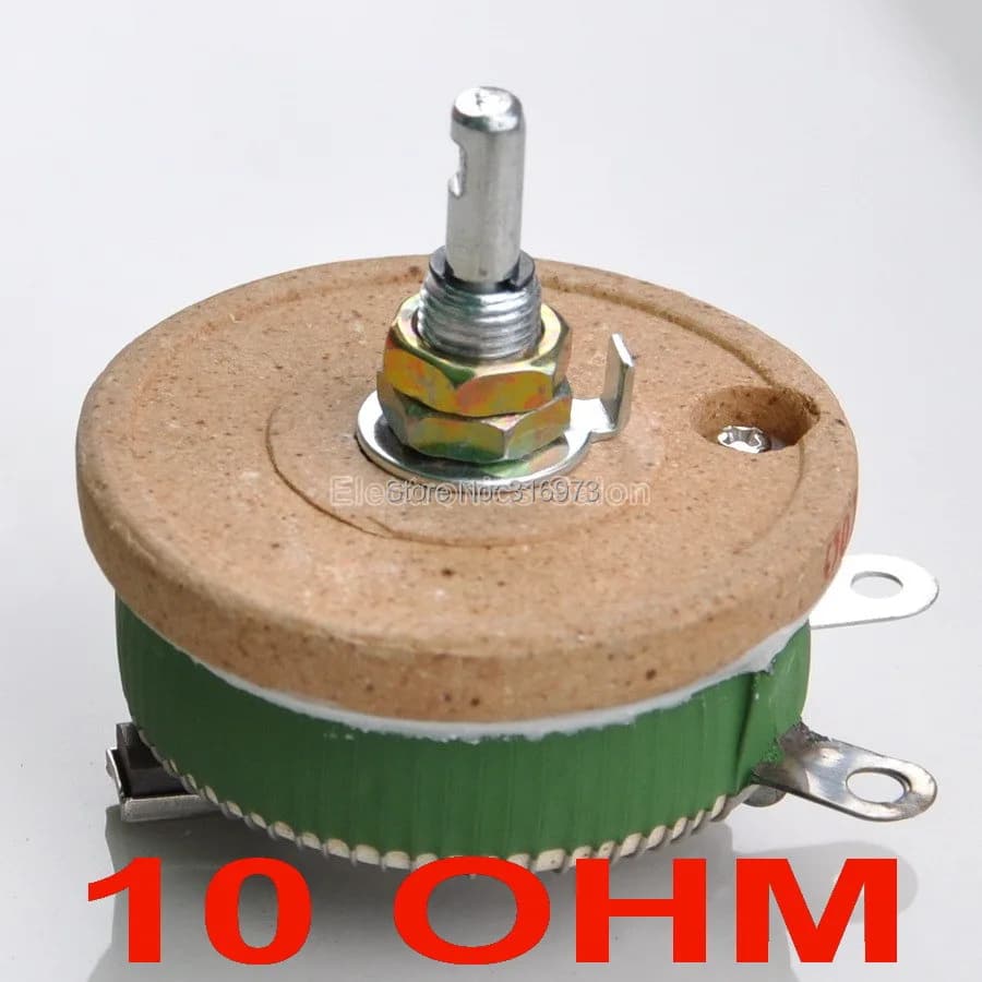 50W 10 OHM High Power Wirewound Potentiometer, Rheostat, Variable Resistor, 50 Watts.