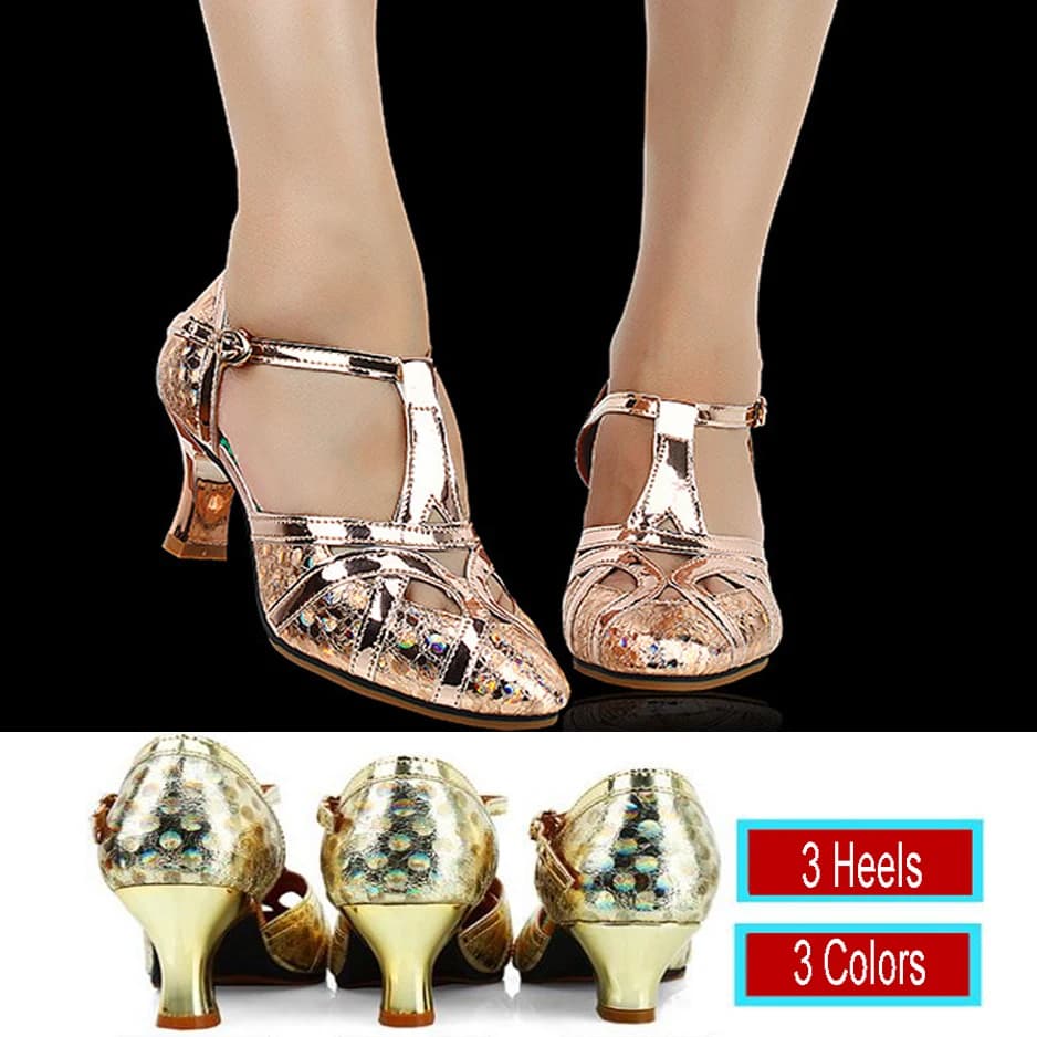 Women Grete Leather Latin Dance Shoes 3.5/5.5/6.5cm Heel Soft Bottom Closed Toe Salsa Modern Shoes Ballroom Dancing Shoes