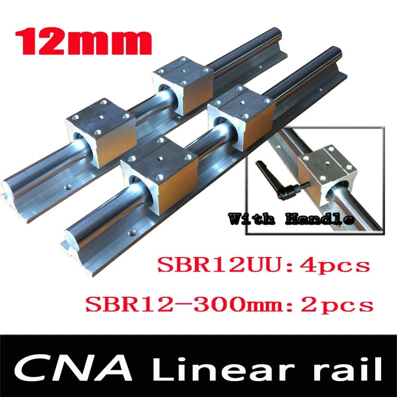 12mm linear rail SBR12 L 300mm support rails 2 pcs + 4 pcs SBR12UU blocks for CNC for 12mm linear shaft support rails