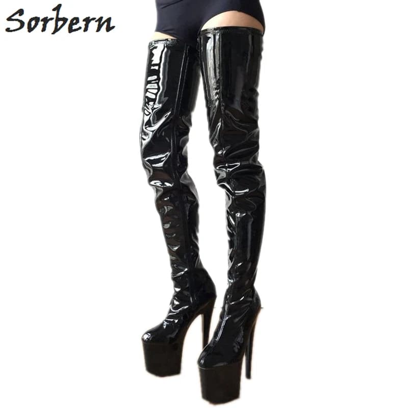 Sorbern 80Cm Crotch Thigh High Boots Women Tall Black Boots On Sale Trendy Fetish Drag Queen Stripper Heels 20cm 15cm 17cm