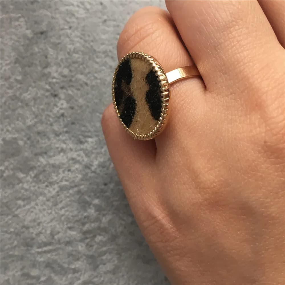 New Fashion Leopard Big Statement Ring Party Women Simple Jewelry Fashion Geometric Ring New Designer Bijoux Femme