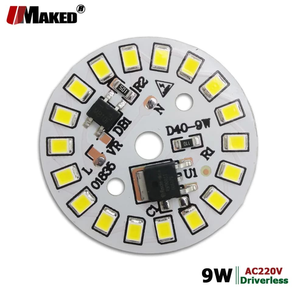 220V LED PCB 9W Dia40mm SMD2835 810lm LED Module Aluminum lamp plate With Smart IC Driver Bulb Pannel Dowlight Source Warm/White