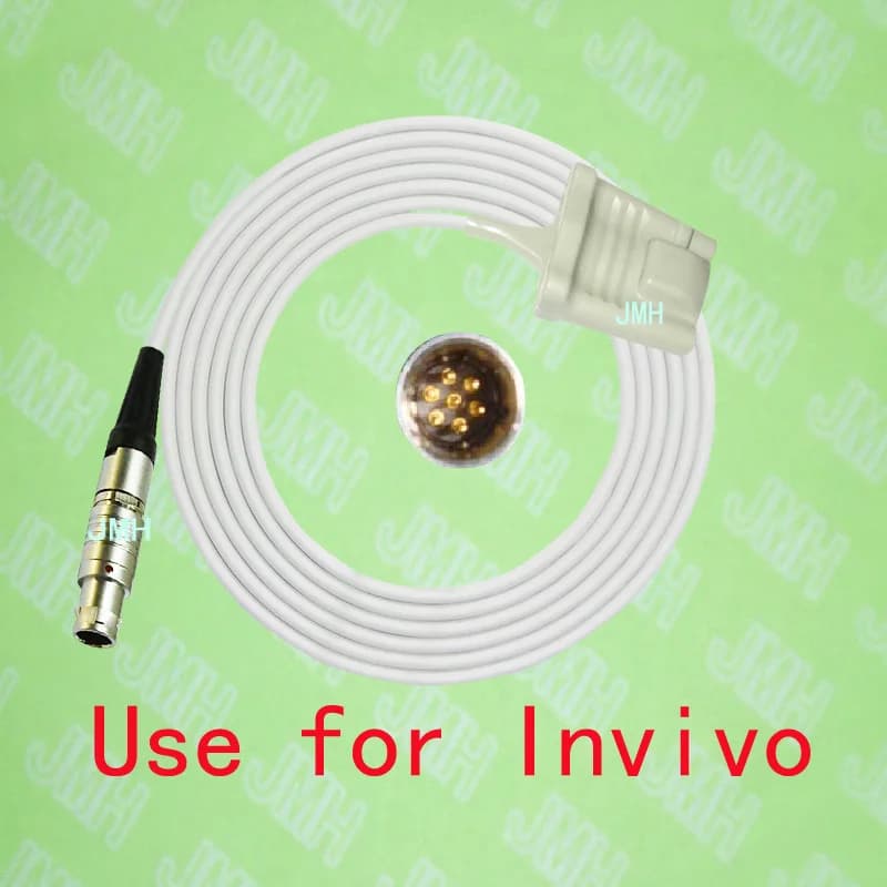 Compatible with Invivo Pulse Oximeter monitor ,Adult silicone soft tip spo2 sensor, 7pin male connect.