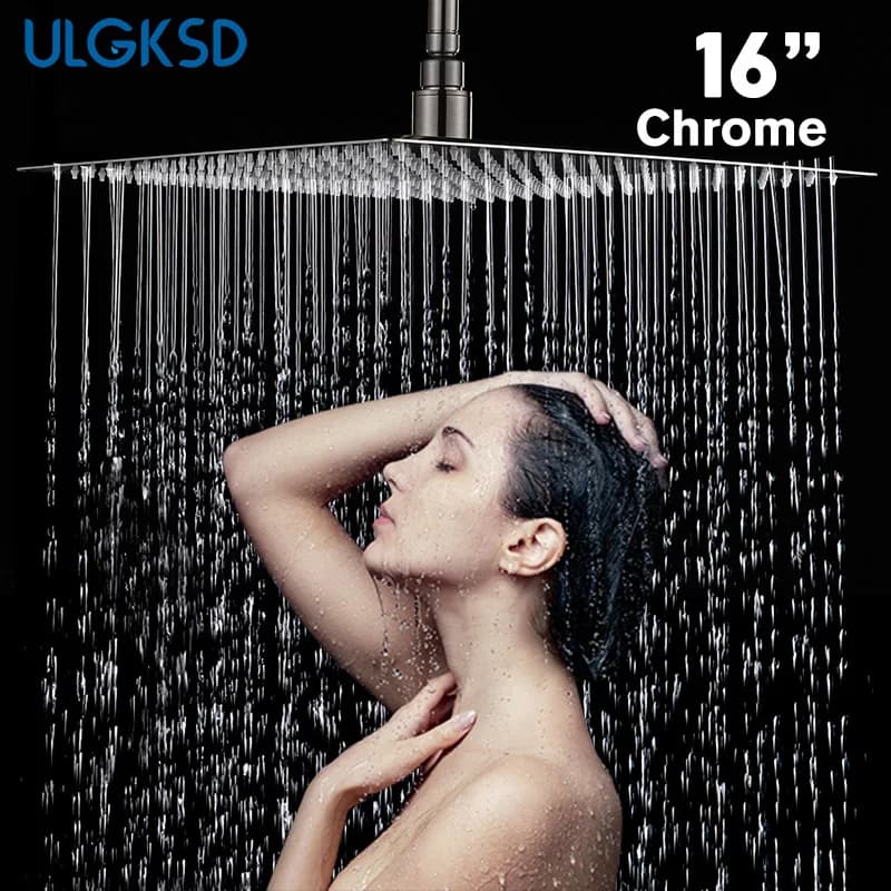ULGKSD Shower Head 8/10/12 Inch Luxury Ultrathin Rainfall Shower Head Stainless Steel Chrome Nickel Bathroom Faucet Accessories