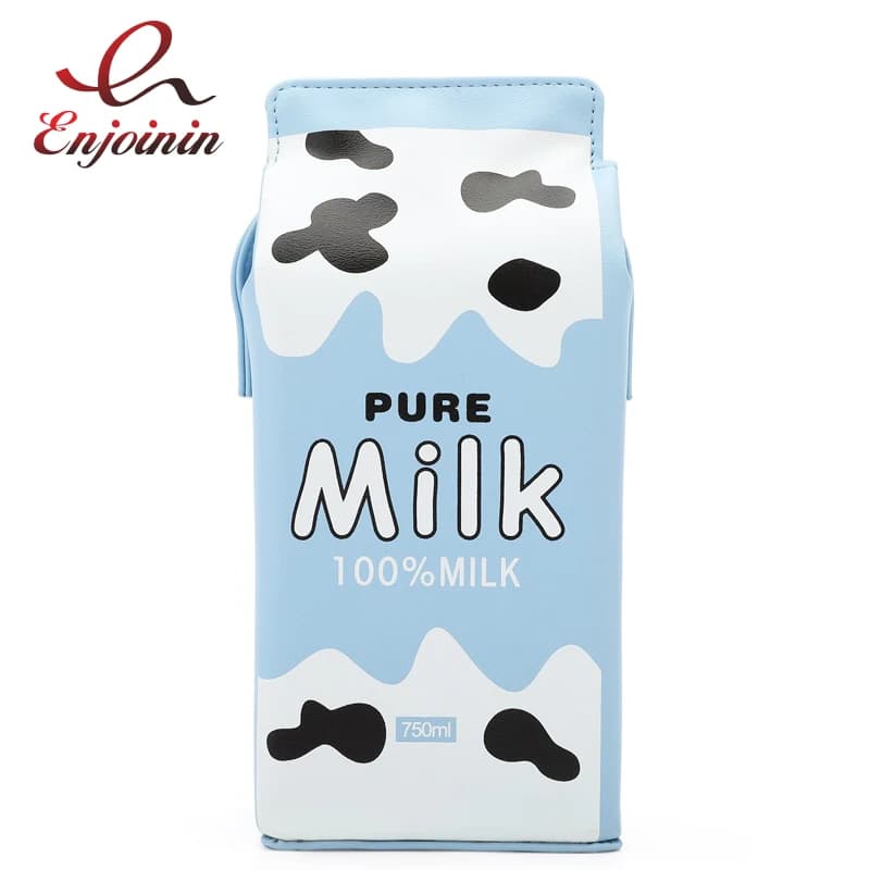 Fun Milk Orange Juice Box Design Young Girl's Shoulder Bag Novelty Crossbody Bag for Women Cartoon Purses and Handbags Kawaii