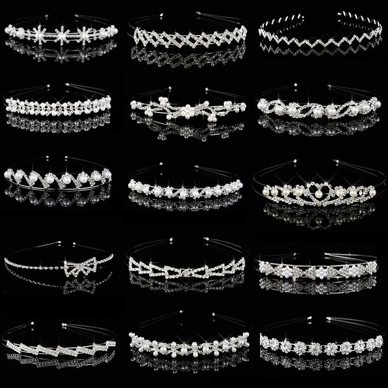 Children Show Tiara Princess Bridal Prom Crown Girl Handband Hairbands Pearl Crystal Wedding Hair Jewelry Accessories Headband