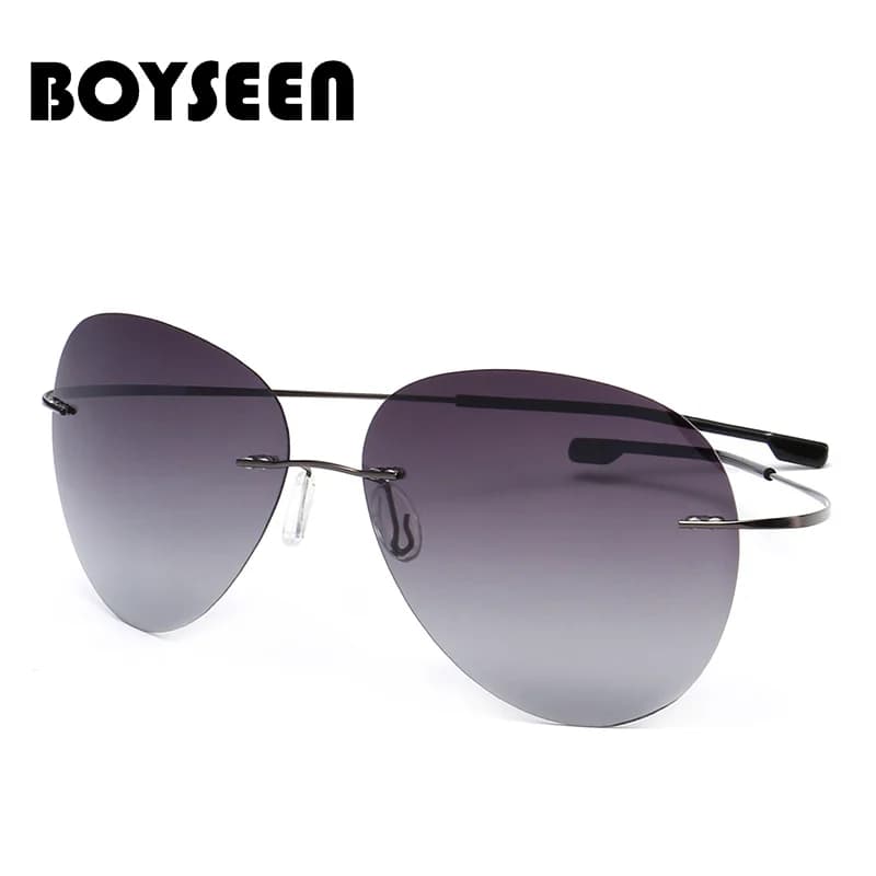 2025 NEW Cool 100% Pure Titanium Rimless Sunglasses Polarized Glasses Grey Super Thin Lenses Sun-shade UV400 Protection Oculos