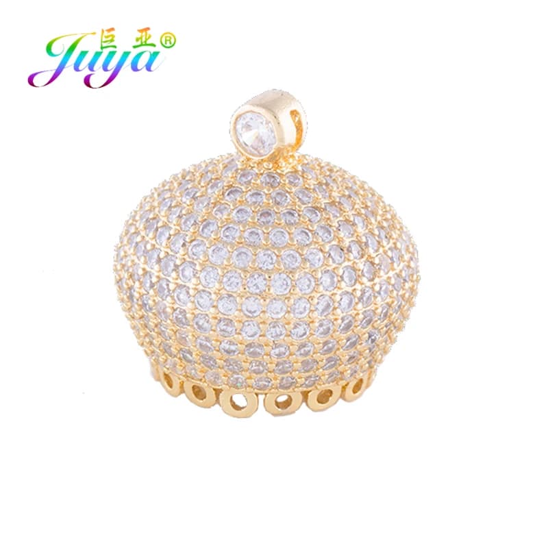 Juya DIY Tassels Findings Handmade Crown Shape Decorative Tassels Bead Caps Accessories For Women Pearls Necklace Jewelry Making