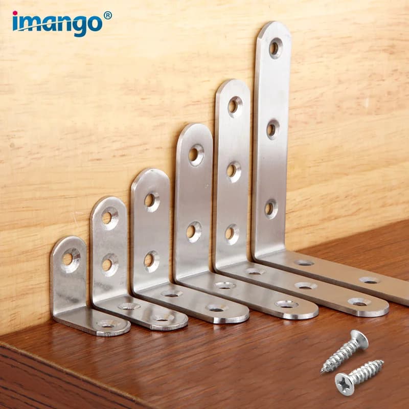 connector Corner Bracket Brace Stainless Steel Brackets 90 Angle iron Joint Fastener Shelf Support for Furniture Cabinet Screens