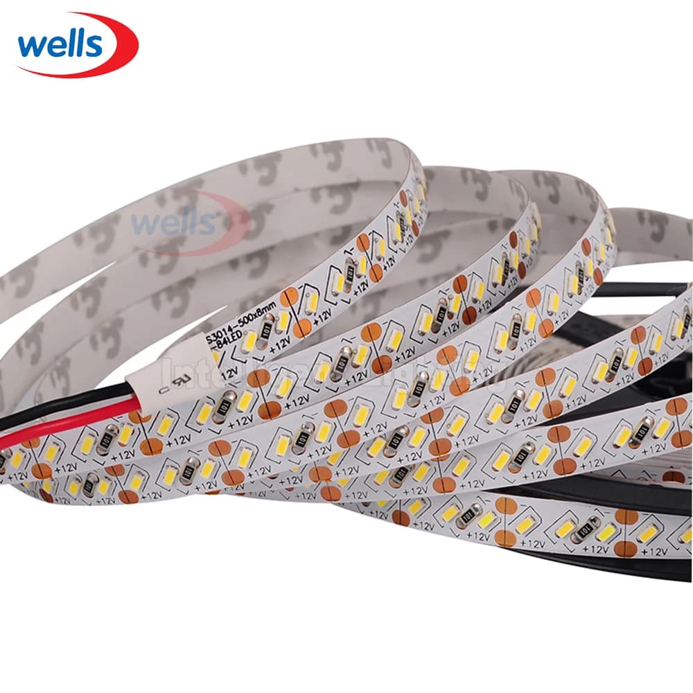 DC 12V 5M Superbright 8mm High Bright 3014 SMD 168leds/M White/Warm White Flexible LED Strip Light Not Waterproof