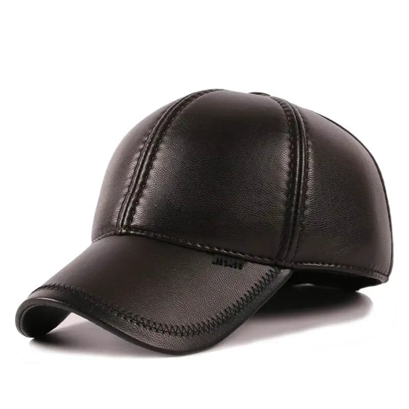 Autumn And Winter Leather Ear Protection Baseball Cap Man Winter Leather Hat Male Warmth Winter Hat Leather Cheap Viosr