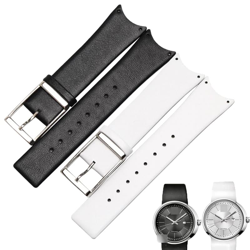 WENTULA Leather Watch Band Strap Soft Durable Watchbands For Watch KOH231/K0H233/KOV231/KOH211 Woman Man Watch Black White