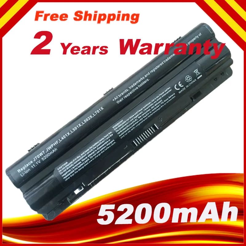 5200mAh 6 cells Laptop Battery for Dell XPS 14 15 17 L501X L502X L701X L702X L401X L501X L502X J70W7 JWPHF 312-1123 R4CN5