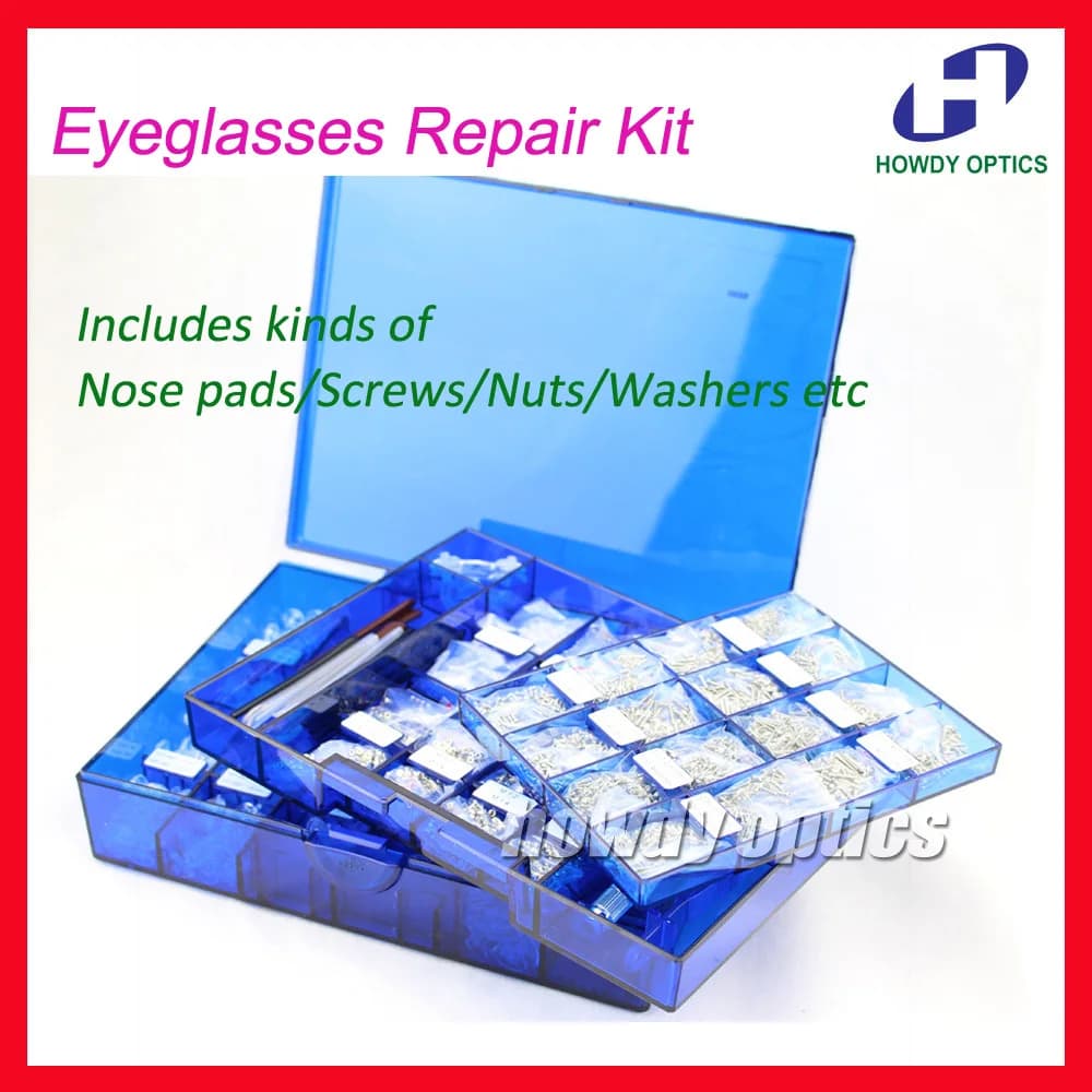 New Eyeglasses Repair Kit Glasses Screws Nose pads Nuts Washers Tips Optical Supplies Tool Set Optical Store Use