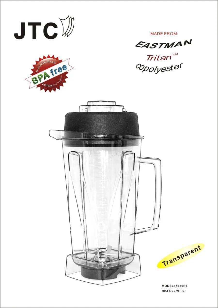 BPA free jar ---2L, Model: #756RT, Unbreakable, made from Eastman Tritan Copolyester