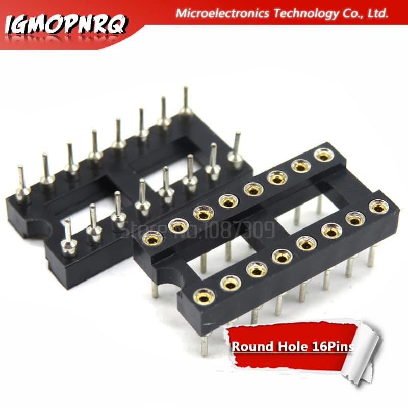 10pcs DIP16 Round Hole 16 Pins 2.54MM DIP 2.54 IC Sockets Adaptor Solder Type 16 PIN IC Connector