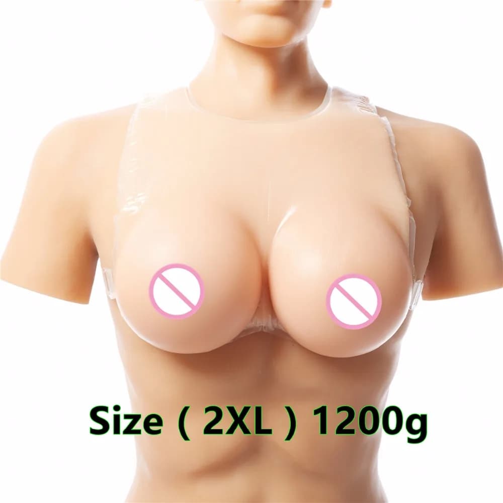 1200g DD Cup Strap Breast Forms Fake Boobs Silicone Crossdresser Transgender Enhancer Implant Full Waterdrop Boobs Cross