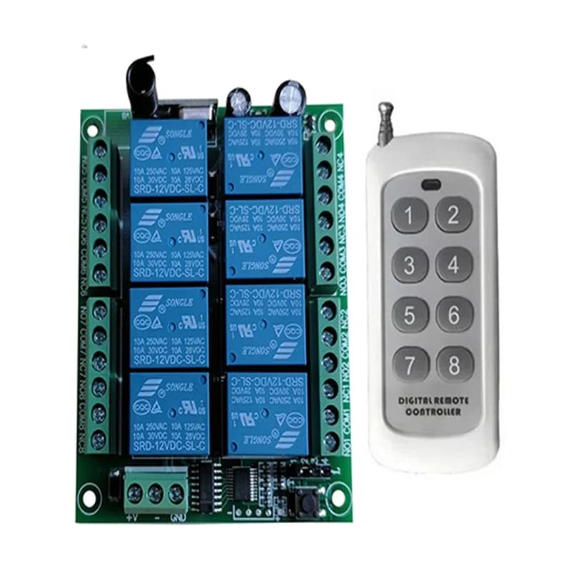DC 12V 24V 8 CH Channels 8CH RF Wireless Remote Control Switch Remote Control System receiver transmitter 8CH Relay 433 MHz