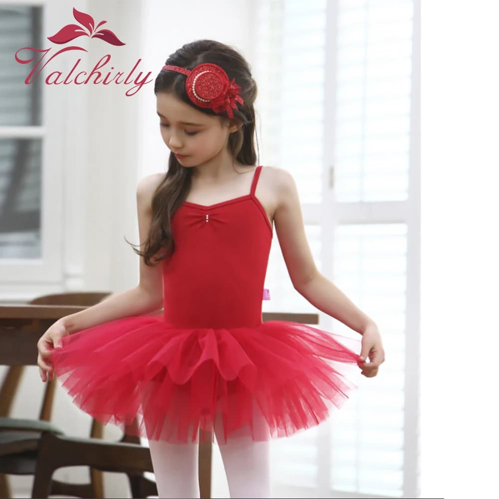 Girls Red Ballet Tutu Dress Kids Dance Leotards Baby Stage Dancewear Costume Party Wear Children Skirt for Performance