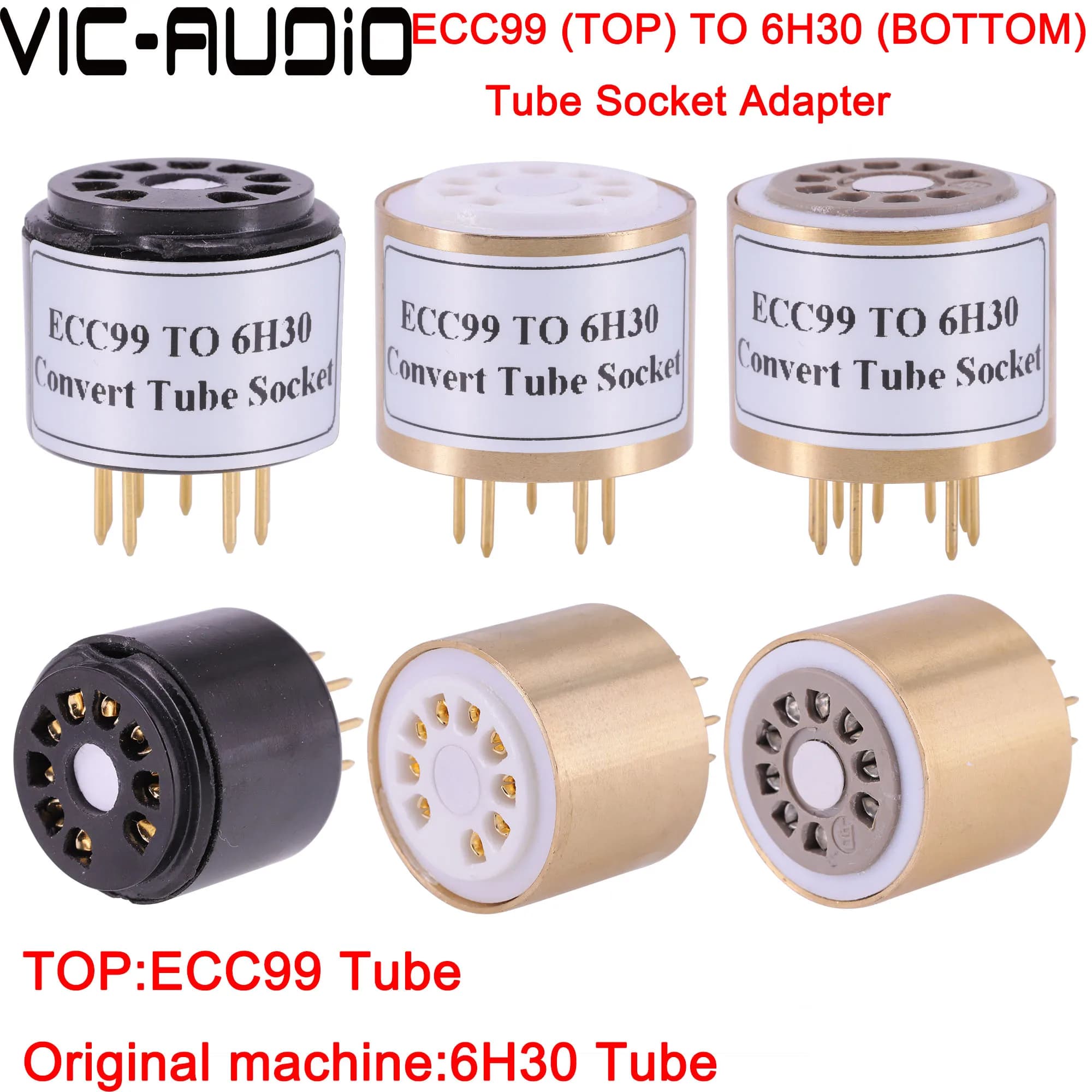1PC ECC99(Top) TO 6H30(bottom) 9Pins TO 9Pins Tube DIY Audio Vacuum Tube Adapter Socket Converter Free Shipping