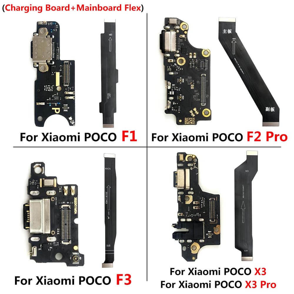 USB Charger Port Micro Main Mainboard Load Connector Board Flex Cable Parts For Xiaomi Poco F2 F1 F3 X3 M4 X4 X5 X6 Pro 4G 5G X2