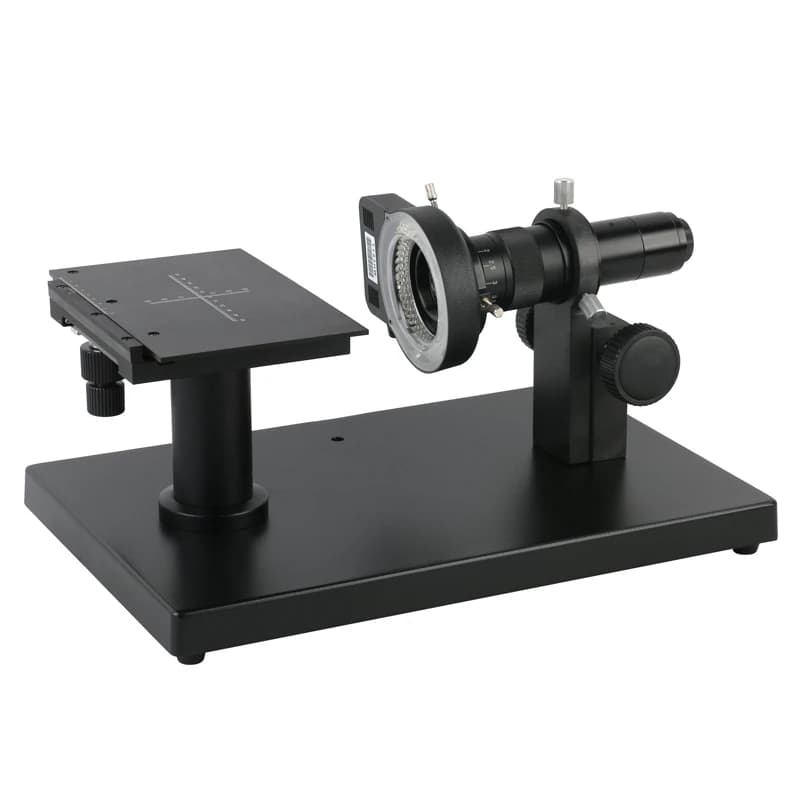 50mm Level Horizontal Microscope Video Camera Table Stand Holder Scale Plate X Y Stage Load Table + 180X C Mount Lens + 144 LED