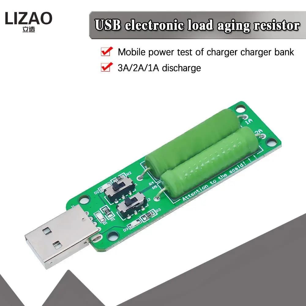 LIZAO USB Resistor Electronic Load w/Switch Adjustable 3 Current 5V Resistance Tester