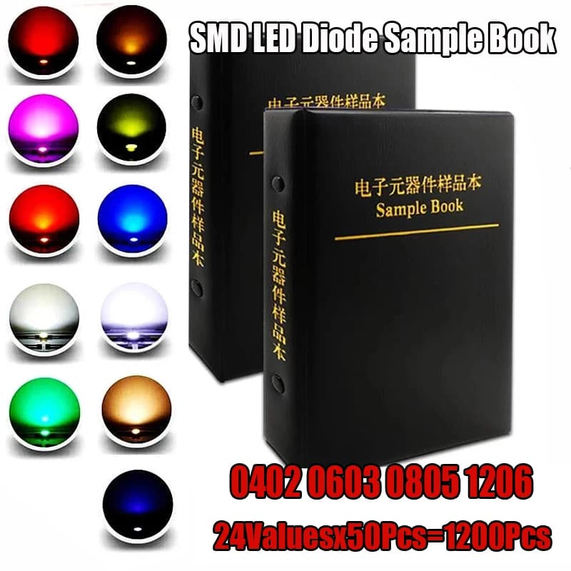 0402 0603 0805 1206 SMD LED Diode Sample Book Red/Green/Blue/White/Yellow/Orange