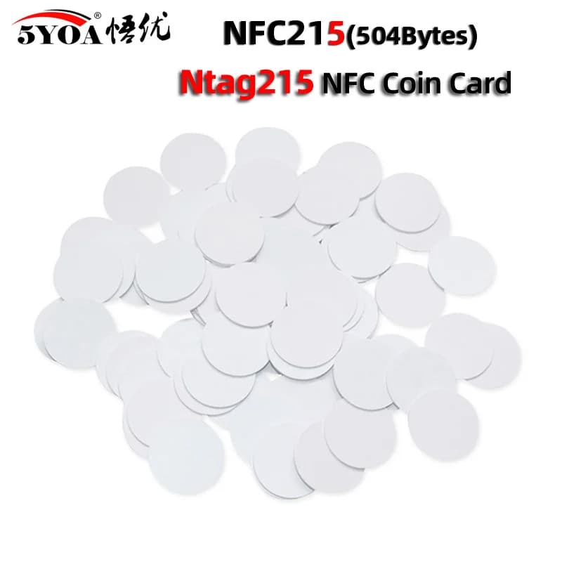 50/10/50pcs NFC Ntag215 Ntag213 216 213 Coin TAG Key 13.56MHz 215 Card Label RFID Ultralight Labels 25 mm diameter Round