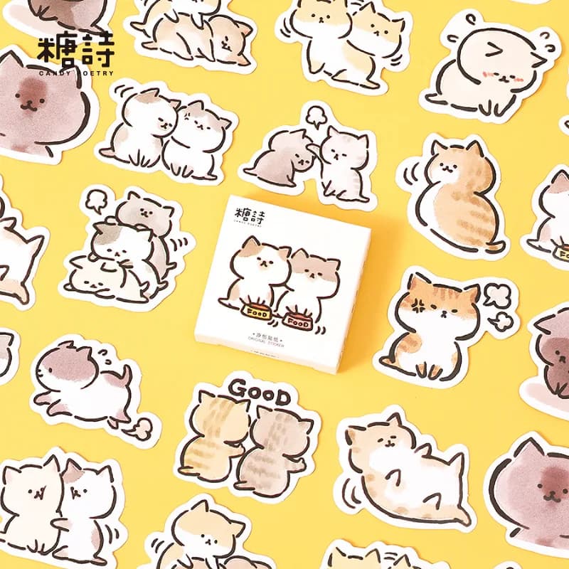 45 Pcs/box My Naughty Cats Diy Mini Paper Sticker Diary Album Scrapbooking Decoration Sticker Kawaii Stationery Lable