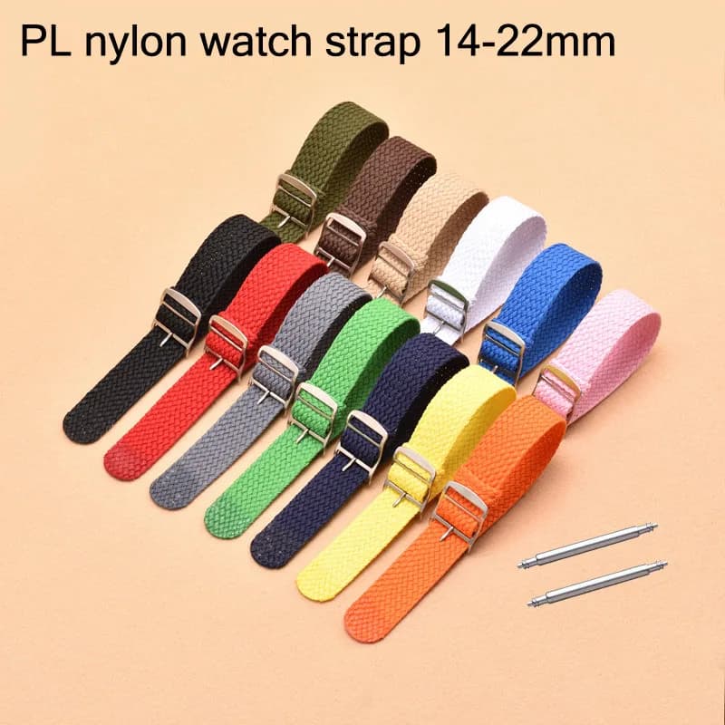 No-hole PL Nylon Watch Band 14mm 16mm 18mm 20mm 22mm Replacement Weave Fabric Watch Strap Canvas Watchbands Wrist Bracelet Belt