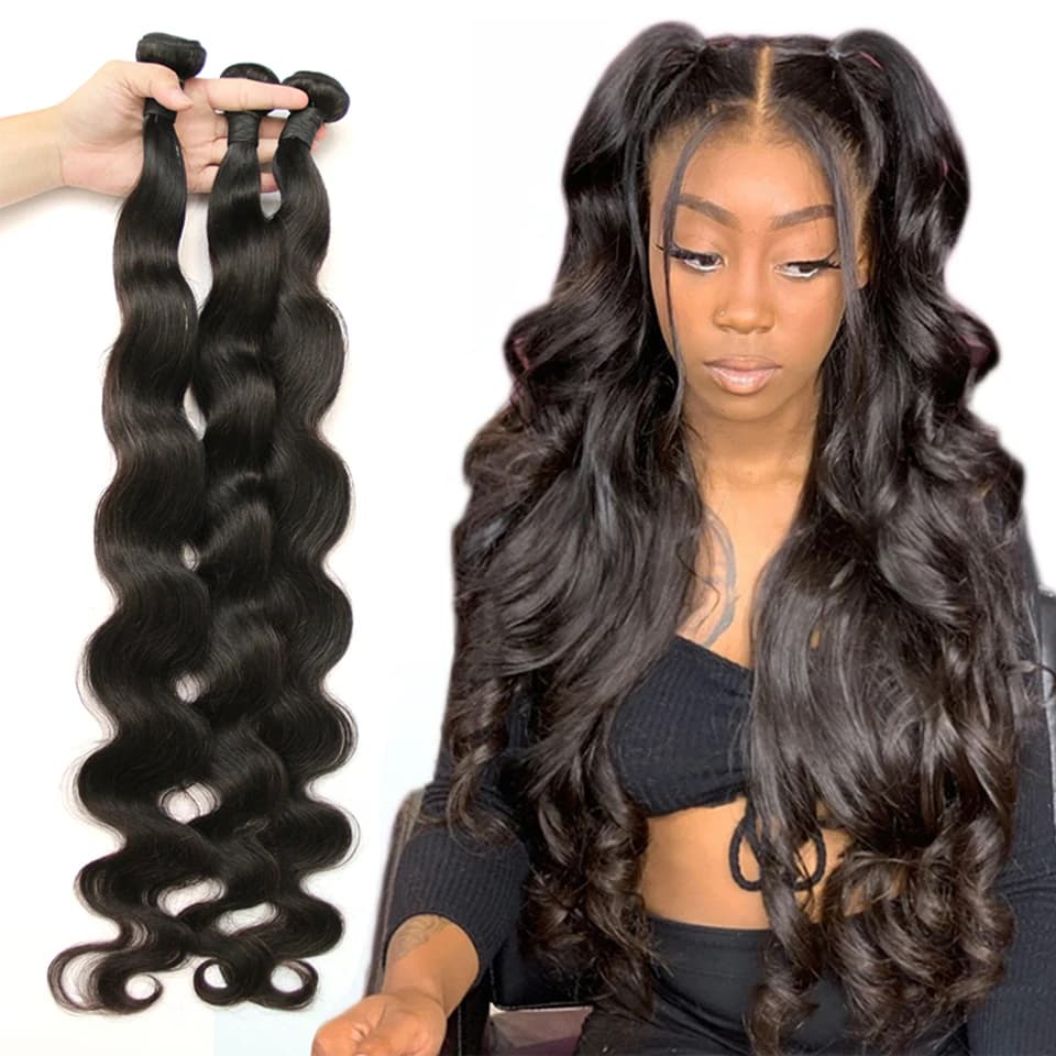 Fashow Hair Brazilian Body Wave 100% Human Hair Weaving 1 Piece Only Natural Remy Hair Bundles 30 32 34 32 36 38 40 inch Bundle