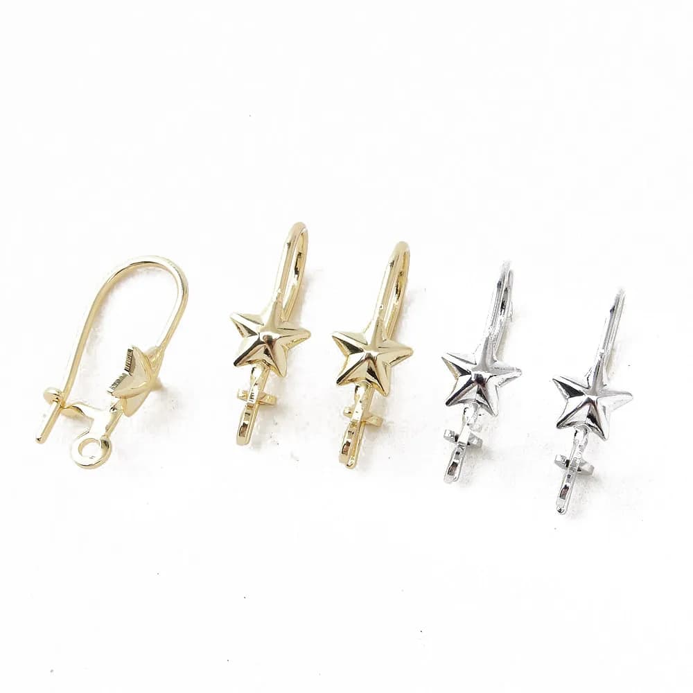 10PCS Star Earhook for Jewelry Findings Components Making Supplies 18 K Gold Plated DIY Earrings Hand Made Brass Accessories