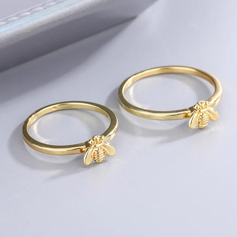 VENTFILLE 925 Sterling Silver Golden Bee Closed Mouth Ring Women Personality Creative Design For Party Holiday Hand Jewelry Gift