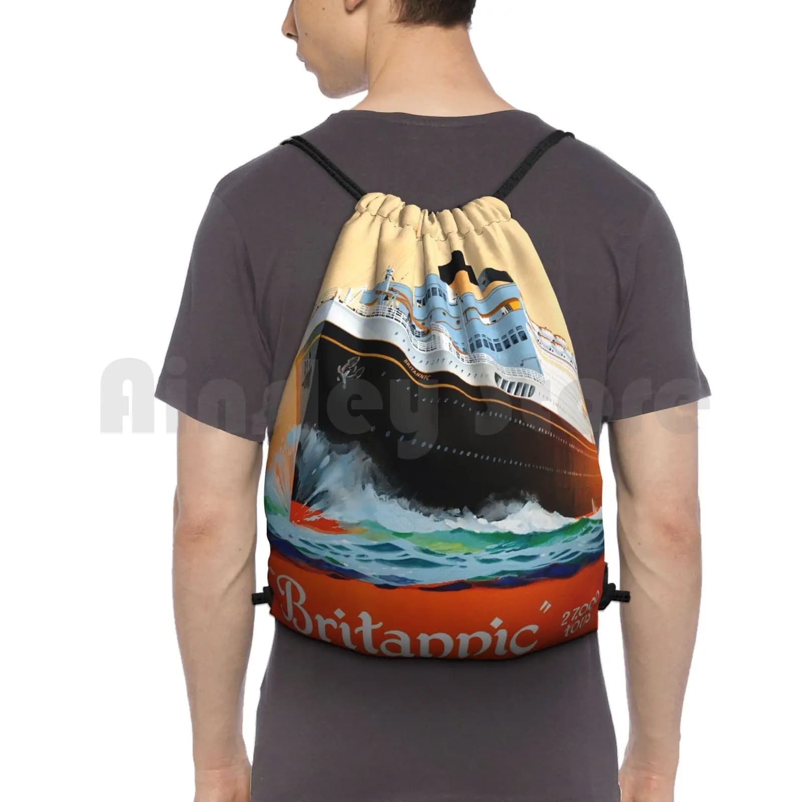 Hmhs Britannic Backpack Drawstring Bag Riding Climbing Gym Bag Cunard Britannnic Liner Ocean Ocean Liner Vintage Vintage