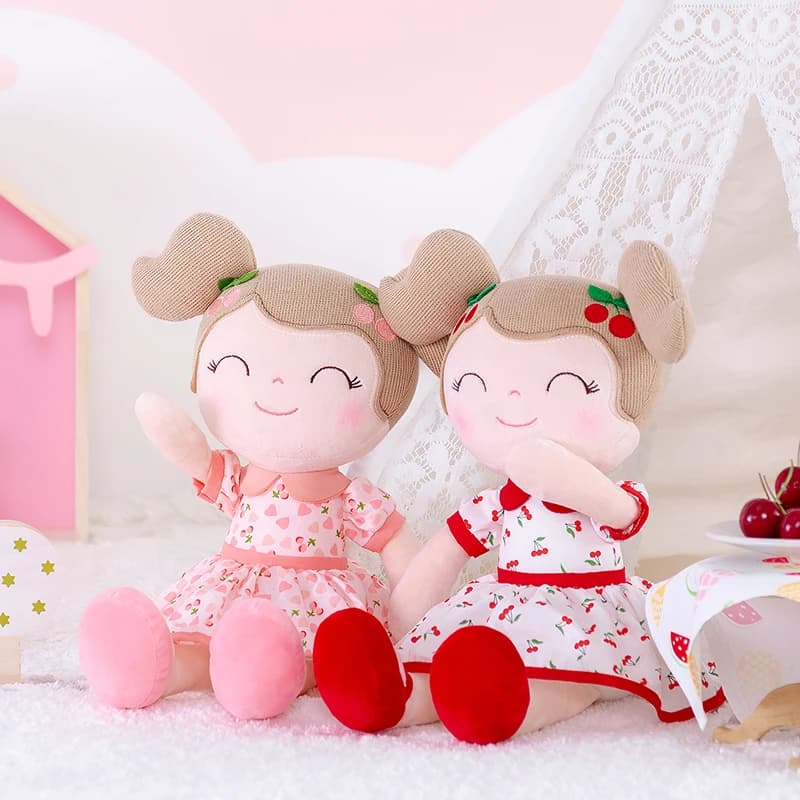 Gloveleya Stuffed Toys Cherry Girl Plush Doll Baby Girl Gifts Cloth Dolls Kids Rag Toy Toddler Plush Toys