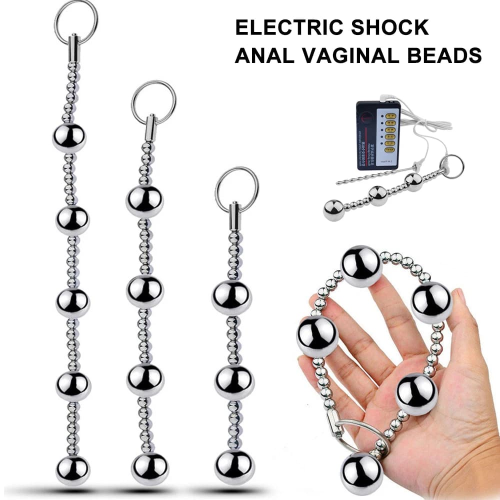 BDSM Electro Shock Metal Anal Bead Plug Penis Ring Electric Stimulator Prostate Massage Butt Plug Male Masturbator Sex Toy