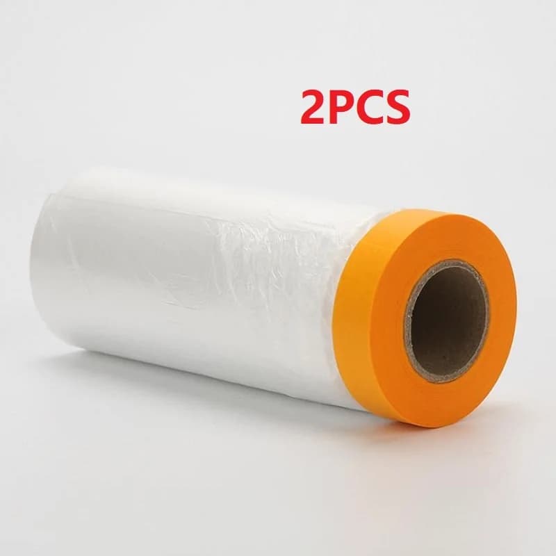 2PCS Pre-Taped Masking Film Protection PE Covering Cloth Tape for Spray paint Automobile Painting And Furniture Dust-proof