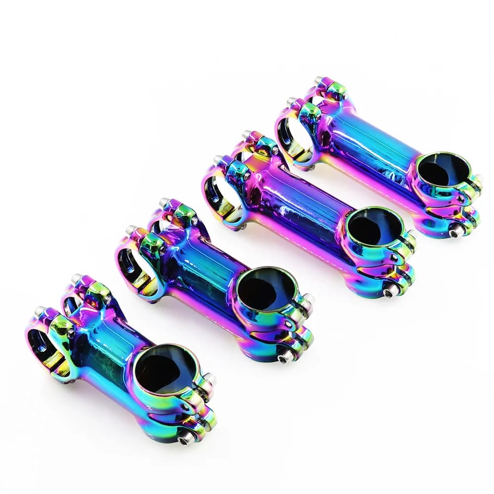 Colorful MTB Road Bike Polished Stem 6° 6 Degree 60 70 80 90mm High-Strength Lightweight XC AM Bicycle Handlebar Rainbow Stem