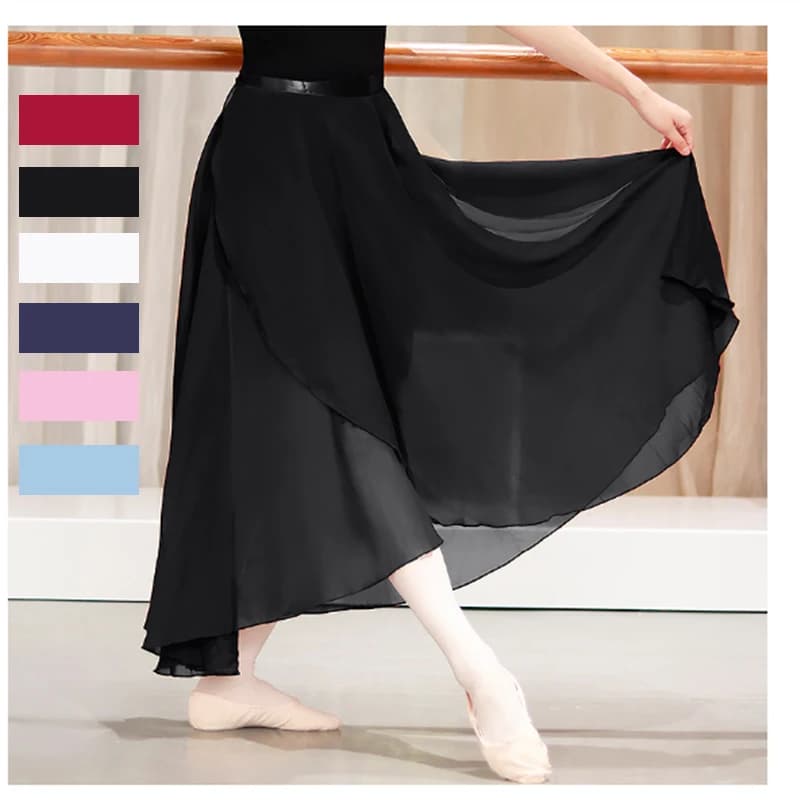 Adults Long Chiffon Ballet Skirts Women Lyrical Soft Ballet Dress Black Burgundy Navy Pink White Ballet Dance Costumes