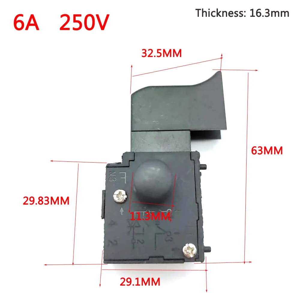 1pcs lectric Drill Dustproof Push Button Trigger Switch 4A 250V-5E4 FA2-6/1BEK Lithium Battery Rechargeable Drill Switch