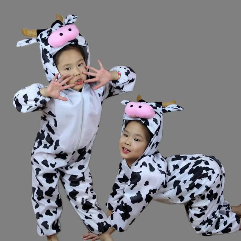 Umorden Children Kids Toddler Cartoon Animal Milk Cow Costume Performance Jumpsuit Halloween Costumes for Boy Girl