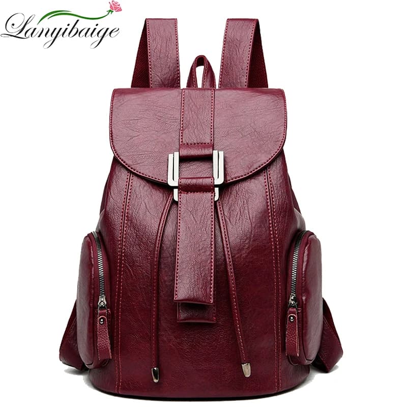 Casual Women Backpack High Quality Leather Backpack School Bags for Teenager Girls Large Capacity Travel Backpack Shoulder Bags