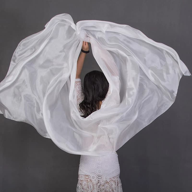 100% Silk Performance Dance Solid Color Light Texture Veil Shawls Women Scarf Costumes Accessories Belly Dance Veils 250cmx110cm
