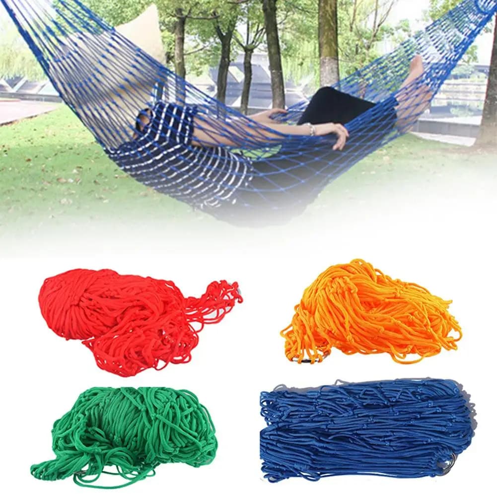 Portable Hammocks Nylon Mesh Rope Outdoor Travel Camping Garden Hammock Hanging Swing