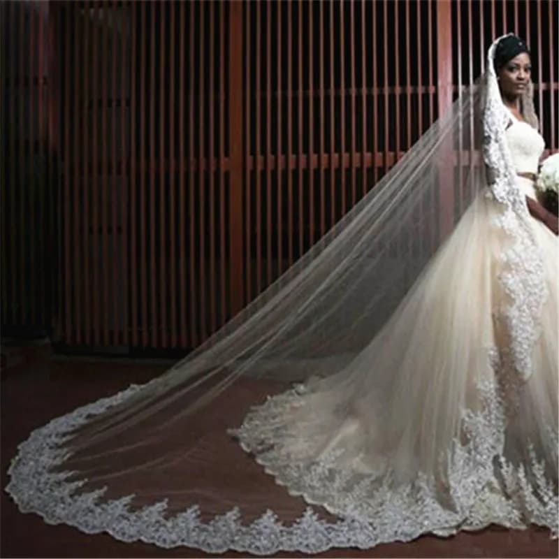 118" Long ,102" Wide One Layer Mantilla Veil , Wedding Veil , Bridal Veil, Lace Veil With Metal Comb