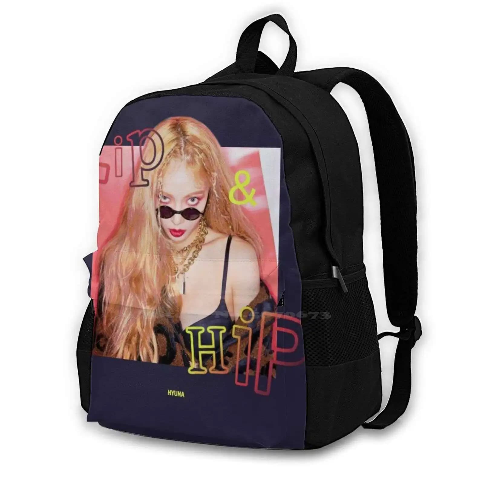 Hyuna Lip And Hip Pattern Design Bag Student'S Backpack Hyuna Hip Lip Kpop Song Album Korean Fashion Hair Sunglasess Twice