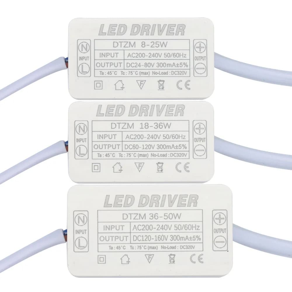 8-25W 18-36W 36-50W LED Lamp Driver Light Transformer Input AC175-265V with the box 300mA dust-proofor LED Spot light Bulb Chip