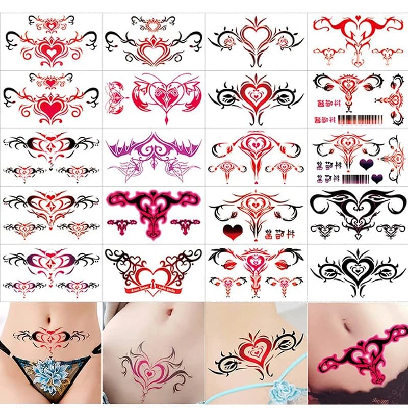 NEW Set of 20 Cute Fashionable Tattoo Stickers Flower 3D Women's Tattoo Stickers Long Lasting Waterproof Easy to Apply